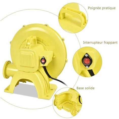 COSTWAY Souffleur Electrique Pompe Gonflable De Ventilateur Avec Moteur 380W Pour Château Gonflable Et Barbecue Jaune â Image 3