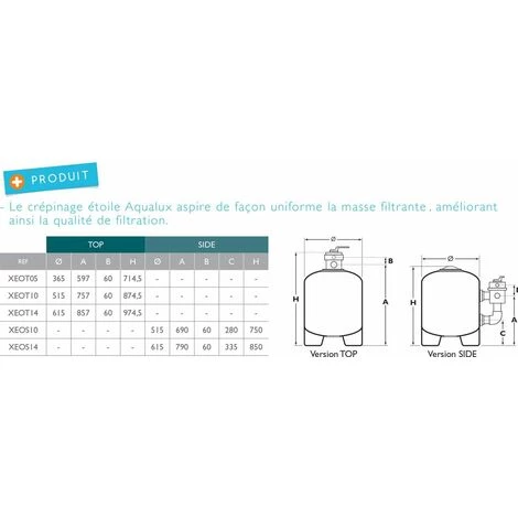 Filtre à Sable Top 14 M3 Par Heure, Avec Vanne 6 Voies Complet, 615 Mm Aqualux – Image 2