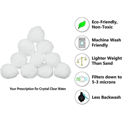 Kueatily Boules De Filtre De Piscine, Balles Filtrantes,Média Filtre à Fibres Pour Piscine Filtres à Sable Filtrage De L'eau. (Blanc) – Image 4