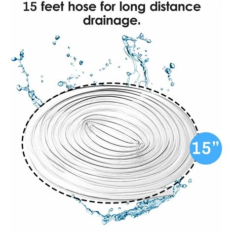 Drain De Couverture De Piscine KKmoon (neutre) Raccords De Vidange De Piscine K-213 Avec Tuyau De 15 Pieds Et Pompe A Siphon – Image 3