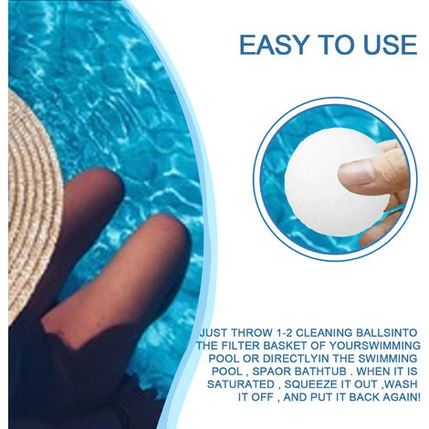 ASUPERMALL Boules De Filtre En Eponge Blanche, Boule De Filtre De Nettoyage De Piscine Reutilisable Ecologique, 8Pcs - 8Pcs – Image 4