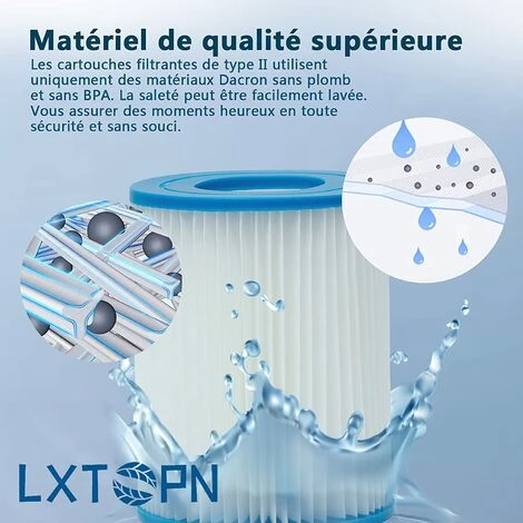 BEARSU Filtre Piscine Pour Bestway Type II, Spa Remplacement Filtre De Piscine Gonflable Accessoires, Filtre De Piscine Pour Jardin Extérieur, Lavable Et Réutilisable Cartouche, 4.17x5.35 Inch (2 PCS) – Image 4