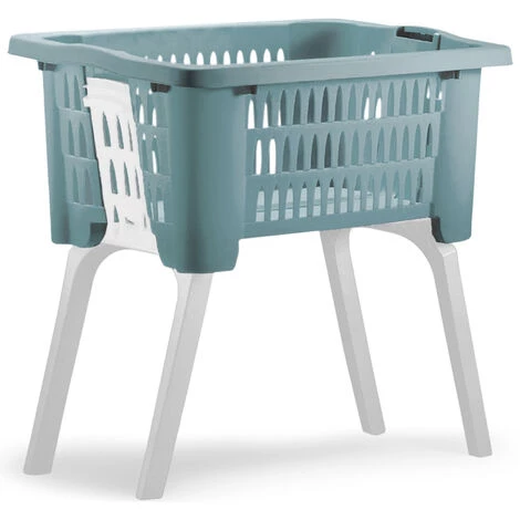 DEUBA 2x Corbeille à Linge Avec Pieds Pliables 38 Litres Poignées De Transport Linge 2x Blau (de) – Image 2