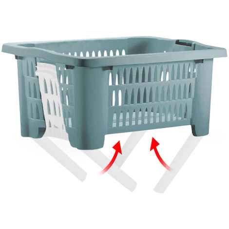 DEUBA 2x Corbeille à Linge Avec Pieds Pliables 38 Litres Poignées De Transport Linge 2x Blau (de) – Image 4