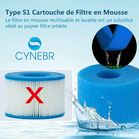 BARES Cartouches De Filtre Type S1 Pour Jacuzzi Intex 29001 E Pure Spa, Éponge Filtrante Type S1,Filtre En Mousse à Cartouche éponge Lavable Pour Piscines,Jardin Extérieur.((8) â Image 3