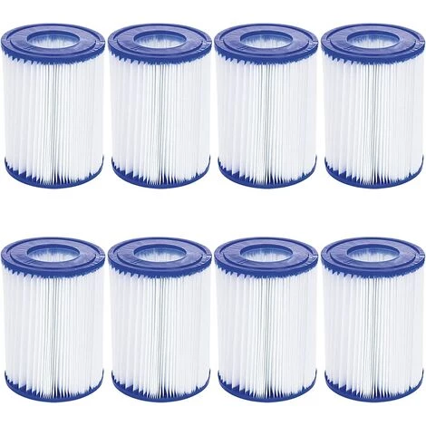 BEARSU Lot De 8 Filtres De Piscine Compatibles Avec Bestway Cartridge II, Filtre De Rechange Pour Jacuzzi Lay Z Spa