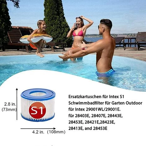 HIASDFLS Cartouches De Filtre De Rechange Piscine Pour Intex S1, Filtre À Pour Remous Pour Purespa 29001E,Filtre Spa - Cartouches De Rechange Pour Piscine,Spa,Baignoire (2Pièces) – Image 2