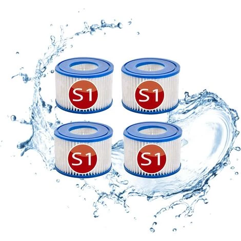 HIASDFLS Cartouches De Filtre De Rechange Piscine Pour Intex S1, Filtre À Pour Remous Pour Purespa 29001E,Filtre Spa - Cartouches De Rechange Pour Piscine,Spa,Baignoire (4Pièces)