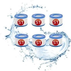 HIASDFLS Cartouches De Filtre De Rechange Piscine Pour Intex S1, Filtre À Pour Remous Pour Purespa 29001E,Filtre Spa - Cartouches De Rechange Pour Piscine,Spa,Baignoire (6Pièces)