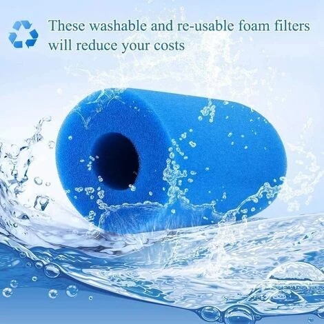 CADEAUX Lot De 2 Filtres De Piscine, éponge De Cartouche De Filtre De Bain à Remous En Mousse Lavable Réutilisable (bleu, 100 X 40 X 200 Mm) â Image 2