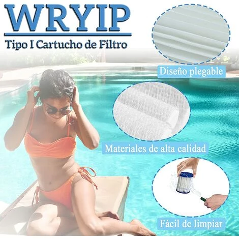VERSAILLESFR Cartouche Filtre Piscine Type I Pour Bestway Pompe De Piscine, Filtre Cartouche Type I, Cartouches Type I Pour Bestway 4 Pièces -Versailles – Image 4