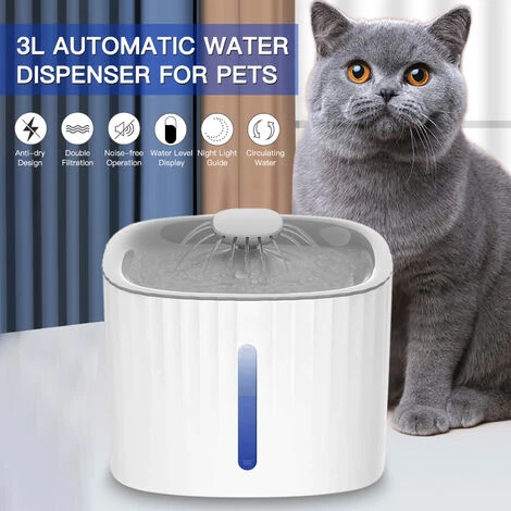 SUPERSELLER Fontaine à Eau Et Distributeur D'eau Pour Chat Distributeur D'eau Automatique Pour Animaux De Compagnie 3L LED Affichage Du Niveau D'eau Distributeur D'eau Sans Bruit Pour Chats Chiens Et Autres Animaux De Compagnie - Type De DEL – Image 2