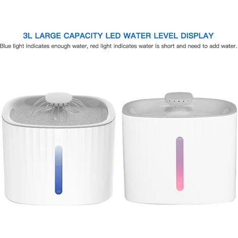 SUPERSELLER Fontaine à Eau Et Distributeur D'eau Pour Chat Distributeur D'eau Automatique Pour Animaux De Compagnie 3L LED Affichage Du Niveau D'eau Distributeur D'eau Sans Bruit Pour Chats Chiens Et Autres Animaux De Compagnie - Type De DEL – Image 3