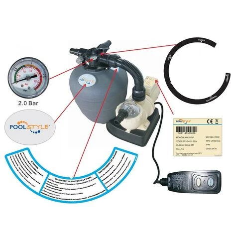 HELIOTRADE Kit De Filtration Complet Pour Piscine 8 M3/H - Pompe + Groupe + Vanne + Connexion – Image 4