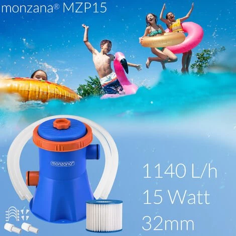 MONZANA Pompe De Filtration Pour Piscine 1140, 2280, 3400, 3800 L/h 15-90W Accessoires 15Watt 195x160x160 Mm (de) – Image 2
