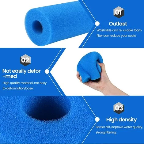 ELLE Éponge De Filtre De Piscine Lavable Réutilisable Poteau D'éponge De Nettoyage Bleu,20*10*4mm – Image 3