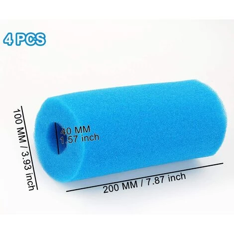 TINOR Lot De 4 Éponge Filtrante Type A, Mousse Pour Filtre Piscine Reutilisable, Filtre Éponge Cartouche Filtre En Mousse, Éponge Filtrante Pour Piscine Spa Type A – Image 2
