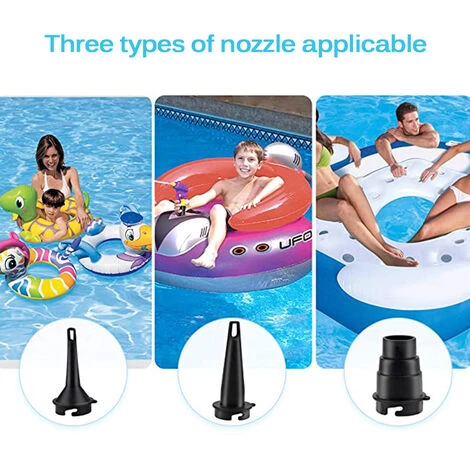 MERKMAK Mini Pompe A Air Electrique Pour Pataugeoire, Pompe A Air Rapide Portable Usb Pour Anneau De Natation Pour Enfant, Gonfleur Et Deflateur A 3 Buses – Image 5