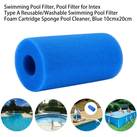 SUPERSELLER Filtre De Piscine, Filtre De Piscine Pour Intex Type A Filtre De Piscine Réutilisable/lavable Cartouche De Mousse éponge Nettoyeur De Piscine, Bleu 10cmx20cm - Bleu - Bleu – Image 4
