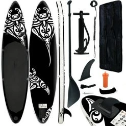 INLIFE Ensemble De Planche SUP Gonflable 320x76x15 Cm Noir