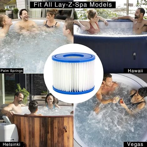 LONGZIMING Cartouche Filtrante VI Pour Bestway, Hot Tub Filtre, Cartouches De Filtre De Piscine Pour Lay-Z-Spa, Paris, Miami, Vegas, Monaco, Palm Springs, 2 Filtres – Image 2