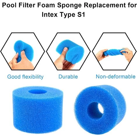 ALMI Éponge Filtrante Type S1 Filtres De Piscine En Mousse, Cartouche Filtrante RéUtilisable Pour Intex Type S1, Mousse Pour Piscine, Aquarium, Spa(6 Pièces) – Image 4