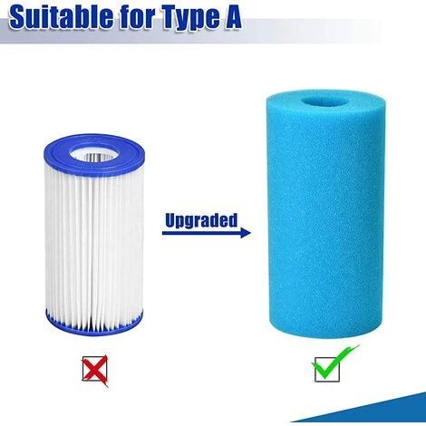 ALMI 4 Pièces Éponge Filtrante Type A, Cartouche De Filtre En Mousse, Mousse Pour Filtre Piscine, Réutilisables Et Lavables, Filtre En Mousse Pour Spa, Piscine, Jacuzzi – Image 4