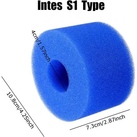 ALMI 4 Pièces Filtre Spa Éponge Filtrante Pour Type S1, Remplacement Lavable Pour Outil De Nettoyage De Cartouche De Cartouche De Papier Filtre De Type Intex S1, 7,3 X 10,8 X 10,8 Cm – Image 2
