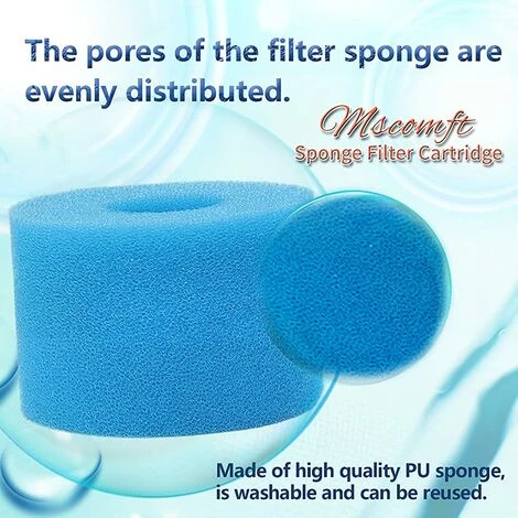 ALMI Lot De 4 Cartouches Filtrantes En Mousse Pour Intex De Type S1, Cartouche De Filtre En Mousse Pour Intex Pure Spa, Cartouche De Mousse éponge Pour Type S1 – Image 3