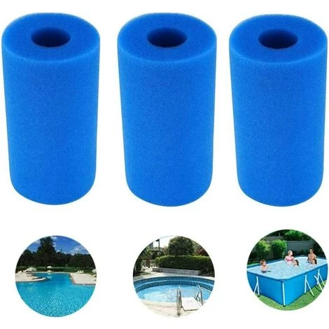 ALMI Cotton Yangda Éponge Filtrante Type A, Mousse Pour Filtre Piscine, Filtre Piscine Lavable Reutilisable, Filtre Éponge Cartouche, Filtre Spa Intex Reutilisable, 3 Pièces