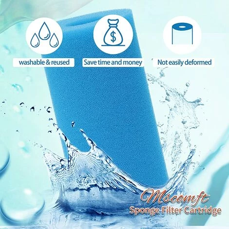 ALMI Lot De 4 éponges Filtrantes Filtre Pour Intex De Type A, Réutilisables Et Lavables, Cartouche En Mousse De Type A Filtre De Pour Intex – Image 2