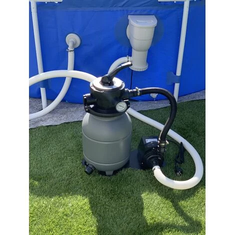 EDG Groupe Filtration Piscine - Maxi 15m3 - Fourni Avec Balles Filtrantes - Connexion Tubes 32/38 - Equipé De Vanne Multivoies / Manomètre -Kit Filtration Piscine Hors Sol - Summer Fun Best Clean Pro - Blanc – Image 2