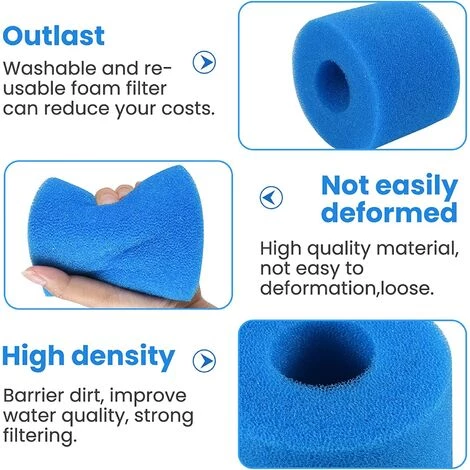 TRIOMPHE 4 Pièces Filtre En Mousse Pour Spa,T-Audace Éponge Filtrante Type A,Filtre En Mousse,Cartouche De Filtre En Mousse Réutilisables Et Lavables,Mousse Pour Piscine,Spa,Jacuzzi (10.8 * 7.3 * 4) – Image 3