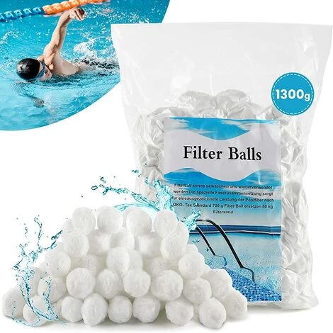 TANABATA Balles Filtrantes 1300g Boules De Filtre De Piscine, Alternative Pour 46 Kg Sable Filtrant Sable De Quartz, Média Filtre à Fibres Pour Piscine, Convient à Divers Systèmes De Filtration
