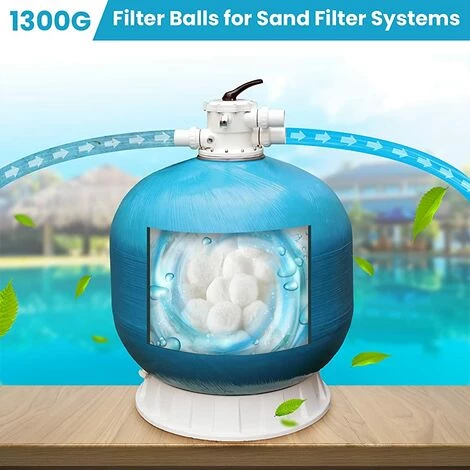 TANABATA Balles Filtrantes 1300g Boules De Filtre De Piscine, Alternative Pour 46 Kg Sable Filtrant Sable De Quartz, Média Filtre à Fibres Pour Piscine, Convient à Divers Systèmes De Filtration – Image 2