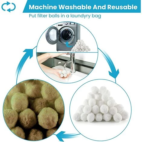 TANABATA Balles Filtrantes 1300g Boules De Filtre De Piscine, Alternative Pour 46 Kg Sable Filtrant Sable De Quartz, Média Filtre à Fibres Pour Piscine, Convient à Divers Systèmes De Filtration – Image 3