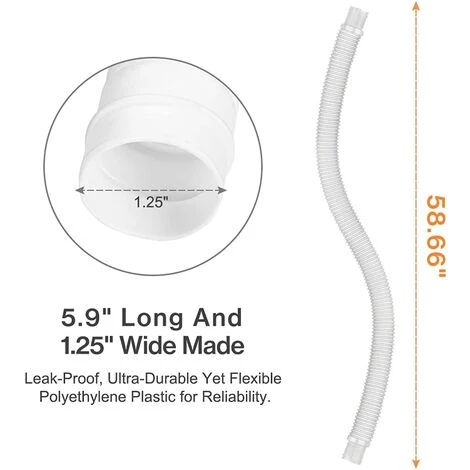 MACARON Tuyau De Rechange Pour Piscine De 1,25 Po De Diamètre Pour Piscines Hors Terre, Piscine Avec Pince Métallique Pour Pompe De Filtre Intex Ou Tuyaux De 3,2 Cm - 1,5 Mètre De Long (Paquet De 2)LO-Ron – Image 2