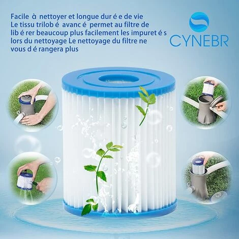 HIASDFLS 4Pcs Cartouche Filtre Piscine Type I Pour Bestway Pompe De Piscine, Filtre Cartouche Type I, 58093 Filtres Pour Filtre Gonflable De Piscine-Installation Facile-Pour Le Nettoyage Des Tuyaux – Image 3