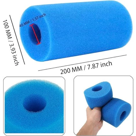 HIASDFLS 2 Pièces Mousse Filtre Piscine Cartouches Filtrantes Réutilisables Préfiltre Mousse Éponge Filtrante Pour Piscine Spa Nettoyant Réutilisable Pour Éponge De Filtre Lavable Pour Bains À Remous Piscine – Image 3