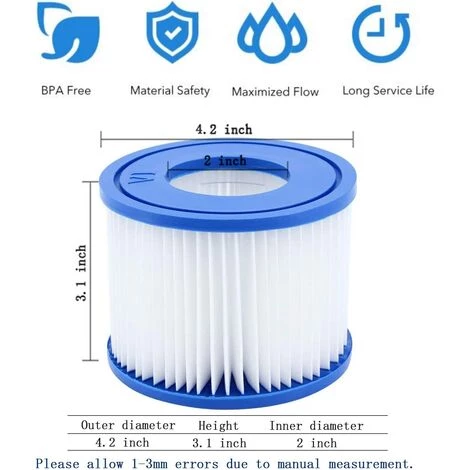 GDRHVFD 12Pcs Cartouches Filtrantes Pour Piscine De Type Vi Pour Bestway Taille 6-58323 – Image 2