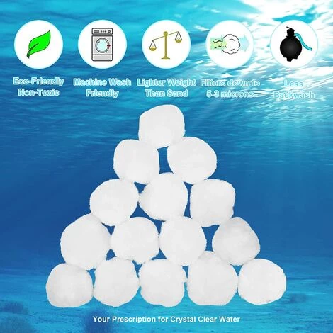 FVBJD 1000G Balle Filtrante Piscine,Filtre Pour Piscine,Média Filtre à Fibres,de 700g Remplacent 25kg De Sable Filtrant,Billes Filtrantes Pour Piscines Intérieure Et Extérieure(700g) â Image 5