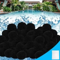 FVBJD 1400g Boules De Filtre De Piscine Noir,Balles Filtrantes Filtre Balls Pour Piscine Balles De Filtration, Au Lieu De 50kg De Sable Filtrant, Utilisées Dans Les Piscines, Filtres à Sable