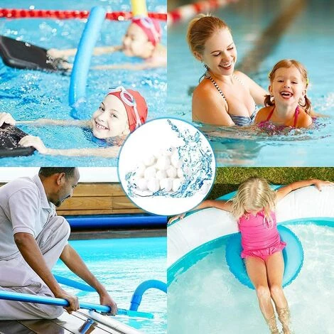FVBJD Balles Filtrantes 1400g,Boules De Filtre Réutilisables De Piscine,Alternative Pour 50 Kg De Sable,Boules De Filtre De Piscine Pour Piscines Intérieure Et Extérieure,Média Filtre à Fibres Pour Piscine â Image 2
