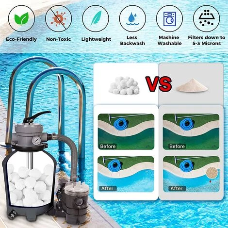 FVBJD Balle Filtrante Piscine,800g Balles Filtrantes Pour Systèmes De Filtre A Sable Piscine Remplacer 29kg De Sable Filtration Piscine,Convient Aux Systèmes De Filtration Pour Piscine â Image 3