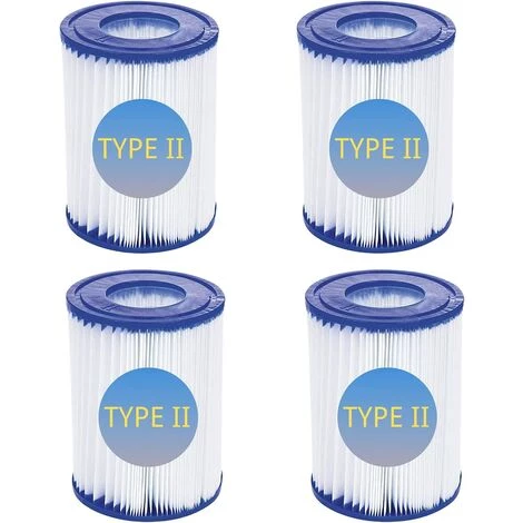 AOUGO Lot De 4 Cartouches De Filtre De Piscine De Type II – Compatible Avec Les Filtres Bestway 58094 – Accessoires De Filtre De Piscine Gonflable De Rechange Pour Spa