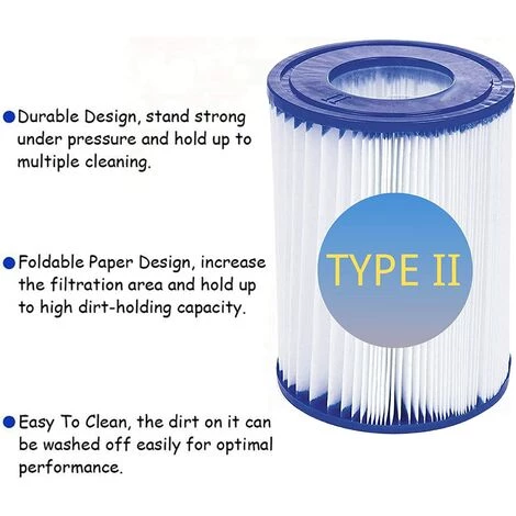 AOUGO Lot De 4 Cartouches De Filtre De Piscine De Type II – Compatible Avec Les Filtres Bestway 58094 – Accessoires De Filtre De Piscine Gonflable De Rechange Pour Spa – Image 4