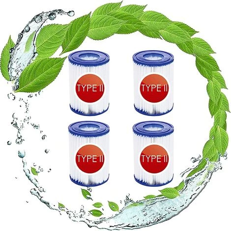 EINEMGELD Pour Bestway 58094 Lot De 4 Cartouches Filtrantes Pour Piscine Familiale Pour Bestway 58148/58117 Blanc/bleu