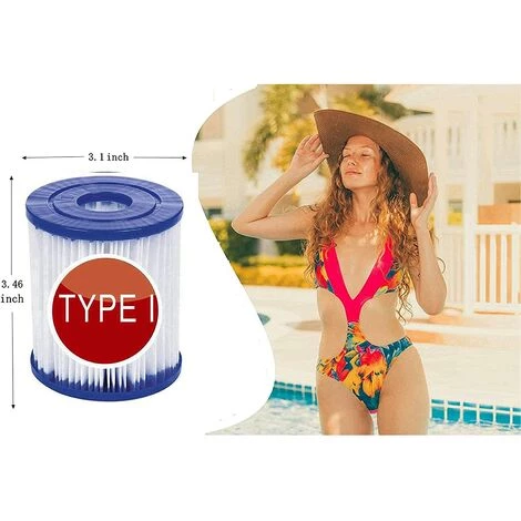 EINEMGELD Filtre Pour Bestway 58093 Cartouches Type I, Pour Bestway Filtre De Remplacement Pour Pompe 305/366, Cartouches Filtrantes Taille 1, Pour Nettoyage De Piscine (4 Pièces) – Image 2