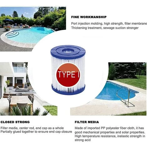 EINEMGELD Filtre Pour Bestway 58093 Cartouches Type I, Pour Bestway Filtre De Remplacement Pour Pompe 305/366, Cartouches Filtrantes Taille 1, Pour Nettoyage De Piscine (4 Pièces) – Image 4