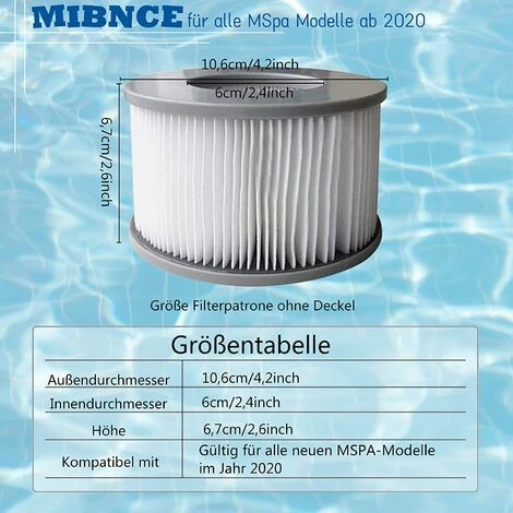 EINEMGELD Lot De 8 Cartouches Filtrantes De Rechange Pour Piscine Gonflable Mspa, Jacuzzi – Image 4